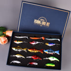 Swimbait Fishing Lures 15pcs Multi-Section Jointed Lure Kit for Bass Pike Trout, Saltwater Freshwater Realistic Swimming Action Fishing Bait Set G1 G2 G3 Styles, Fishing Gift Bundle
