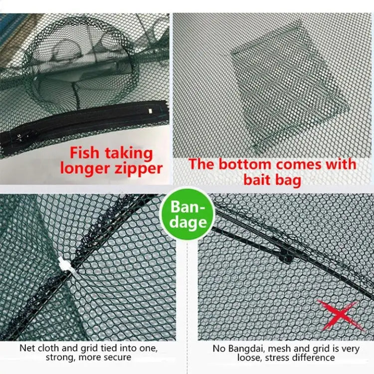 12 Holes Automatic Foldable Fishing Net Nylon Shrimp Crab Minnow Trap Fish Cast Net Fishing Tackle, 12 Holes