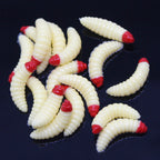 Bionic Dipped Head Mealworm Soft Lure Set, Maggot Worm Fake Baits for Freshwater Game Fish