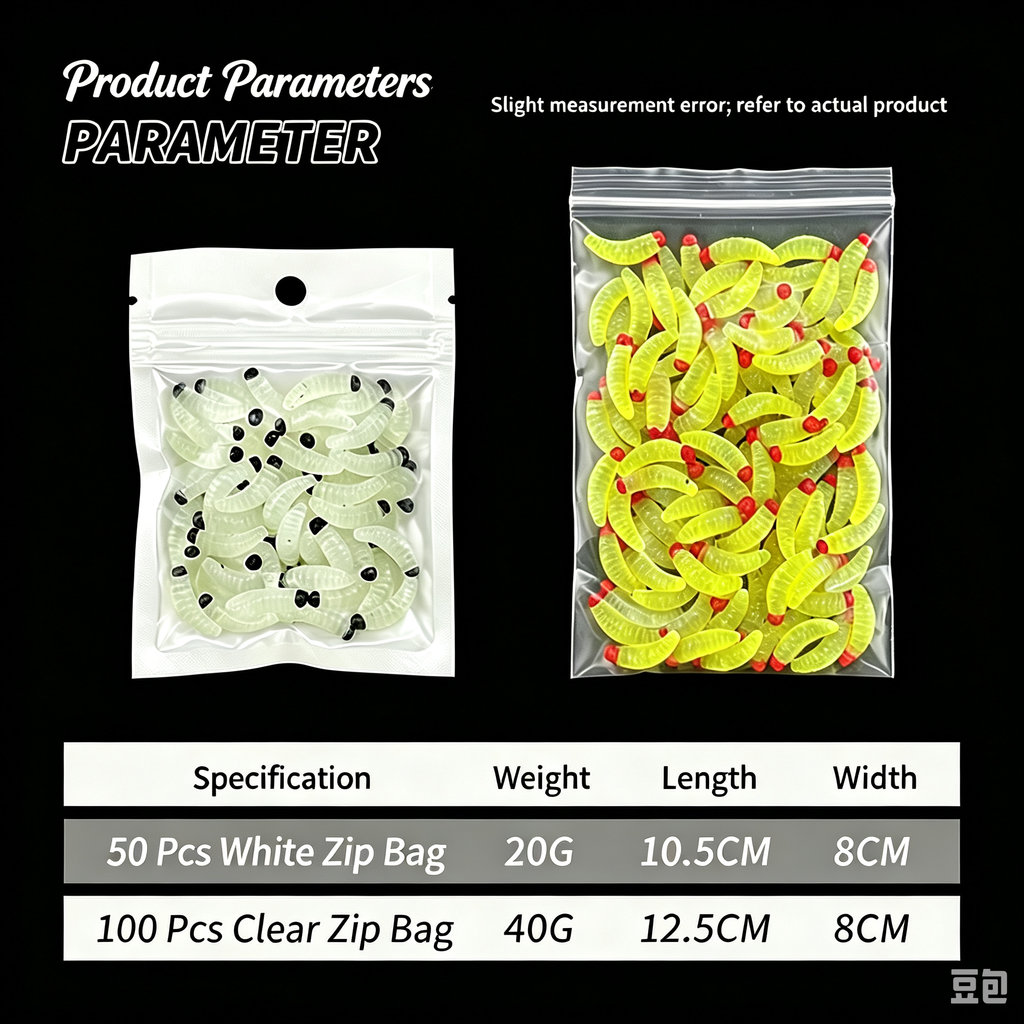 Bionic Dipped Head Mealworm Soft Lure Set, Maggot Worm Fake Baits for Freshwater Game Fish