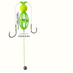 Fishing Hook Cage Set 3pcs Anti-Snag Double Hook Rig with Non-Twist Explosive & Flip Hooks – Carbon Steel Green Lure Fishing Bottom Hanging Prevention, Size 10# & 12#, Great Father's Day Gift