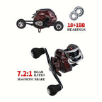 Baitcasting Reel 18+1BB High Speed Dual Braking System – 20LB Max Drag, Stainless Steel, Ergonomic Grip, Left & Right Hand, Saltwater & Freshwater Bass Carp Fishing Reel
