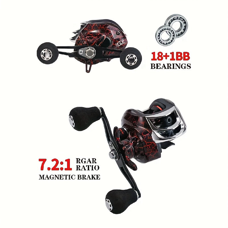 Baitcasting Reel 18+1BB High Speed Dual Braking System – 20LB Max Drag, Stainless Steel, Ergonomic Grip, Left & Right Hand, Saltwater & Freshwater Bass Carp Fishing Reel