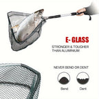 Foldable Fishing Landing Net with Telescoping Aluminum Alloy Pole – 3 Sizes 86CM 110CM 130CM, Collapsible Metal Net for Fish Crab Crayfish Shrimp, Portable Fishing Gear