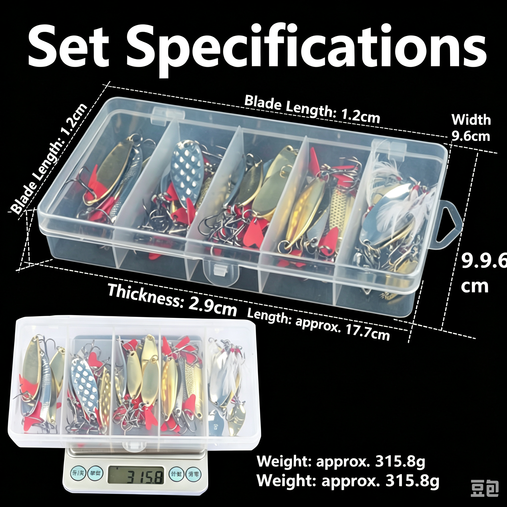 36Pcs Spoon Lures Set, Metal Spinner Baits, VIB Hard Lures, Long Cast Fishing Lures Kit, Single Hook Micro Jig Baits for Bass Pike Trout