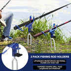 Fishing Rod Holder Ground Stake 360° Adjustable 2pcs Set, Heavy Duty Shore & Beach Rod Bracket Stand for Surf Fishing, Bank Fishing & Outdoor Angling, Reinforced Pole Support Holder
