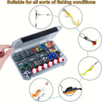 Fishing Accessories Kit 228 Piece Complete Fishing Set with Tackle Box Hooks Sinkers Swivels Lures Essential Gear for Freshwater Saltwater Anglers Gift for Men