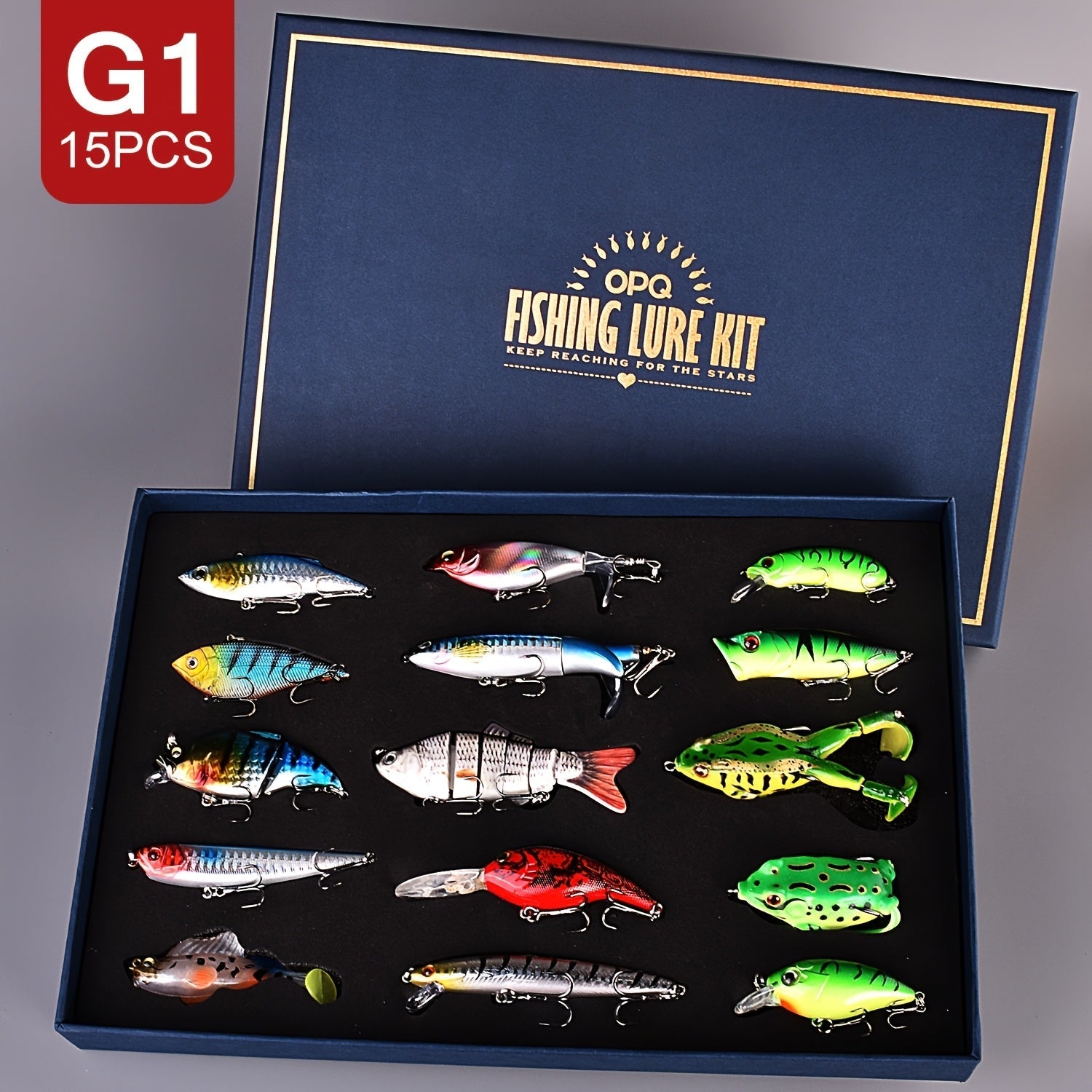 Swimbait Fishing Lures 15pcs Multi-Section Jointed Lure Kit for Bass Pike Trout, Saltwater Freshwater Realistic Swimming Action Fishing Bait Set G1 G2 G3 Styles, Fishing Gift Bundle