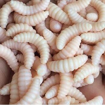 50Pcs Soft Artificial Maggot Grub Fishing Lures Bait