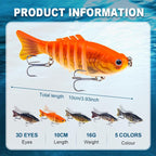 hoehew Robotic Fishing Lure, 3D Swimming Bait for Freshwater & Saltwater, Fishing Gear Attracts Fishing Lures Walleye Trout Bass for Beginners, Amateurs and Professionals (5PCA)
