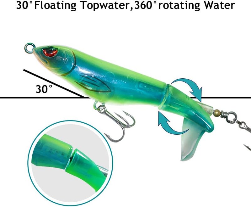 Plopper Topwater Fishing Lure - 4.3-Inch Floating Bait with Rotating Tail for Freshwater & Saltwater Pike and Bass