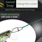 AMYSPORTS Saltwater Steel Fishing Leader Wire Stainless Swivel Fishing Leader Freshwater High Strength Wire Leader Lure Black Nickel #1 50lb 9.8in 20pcs