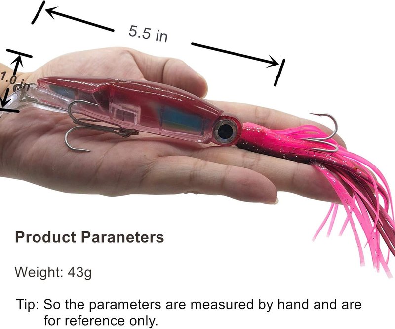 Large Simulation Squid Fishing Lures Bait Kit - 4Pcs with 3D Holographic Eyes & Built-in Multicolored Lead Blocks