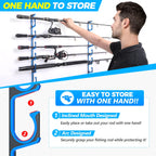 PLUSINNO H5 Horizontal Fishing Rod/Pole Holders for Garage, Wall or Ceiling Mounted Fishing Rod Rack, Aviation Aluminum Fishing Pole Holder Holds up to 20 Rod or Combos Fishing Gear and Gifts for Men