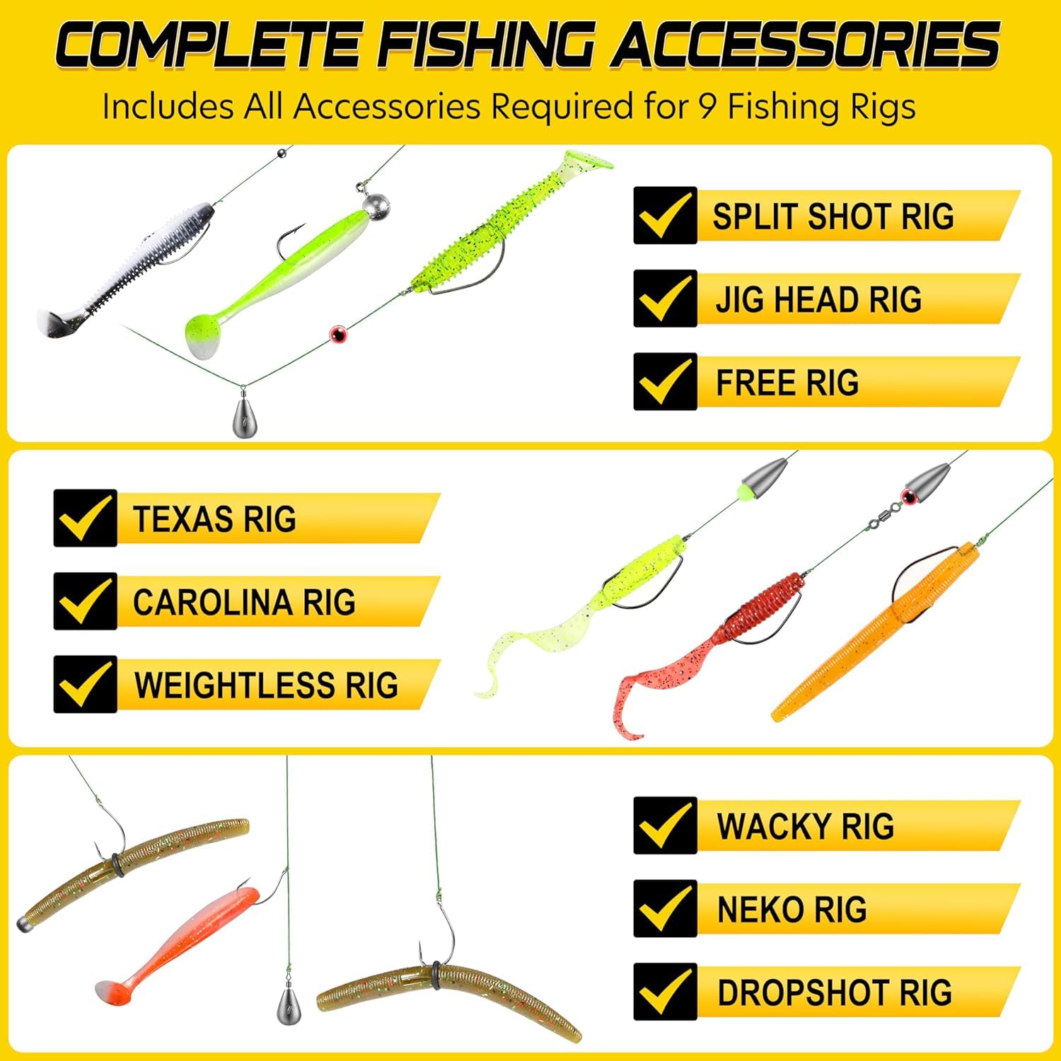 PLUSINNO 253/387pcs Fishing Gear Accessories Kit, Fishing Tackle Box with Tackle Included, Fishing Hooks, Fishing Weights Sinkers, Spinner Blade, Fishing Equipment for Bass Trout Bluegill Crappie