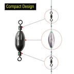 AMYSPORTS Saltwater Fishing Weights Swivel Bullet Sinkers Fishing Weight Brass Fishing Weights Freshwater Bass Sinker Weight with Swivel Rolling 15pcs 1/8oz