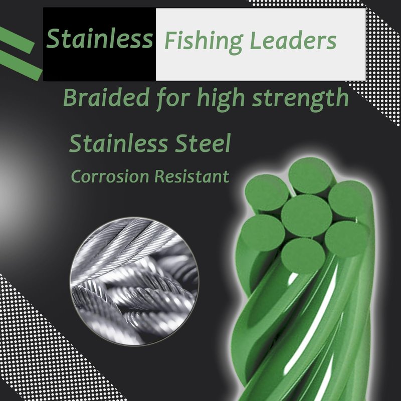 AMYSPORTS Saltwater Steel Fishing Leader Wire Stainless Swivel Fishing Leader Freshwater High Strength Wire Leader Lure Black Nickel #1 50lb 9.8in 20pcs