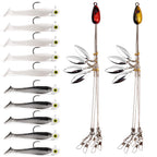Alabama Rig (A-Rig) Fishing Lures Kit – 2 Rigs, 10 Jig Heads & Swimbaits, Tackle Box for Striper/Bass Fishing