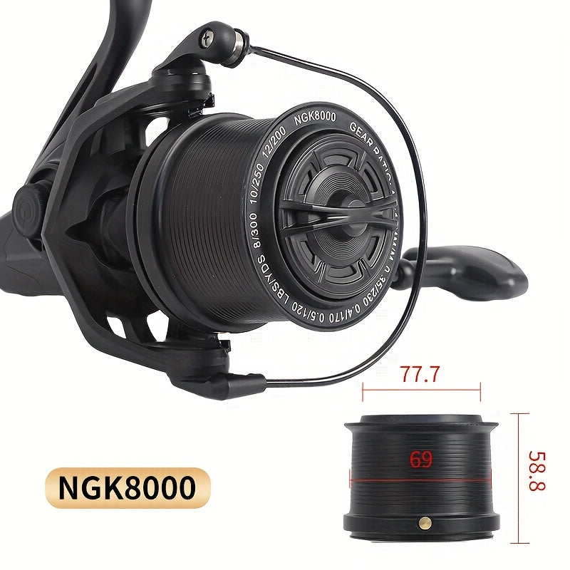 Heavy Duty Saltwater Spinning Reel 8000 10000 14000 Deep Sea Fishing Reel Metal Body High Line Capacity Ambidextrous Large Fish Ocean Surf Reel