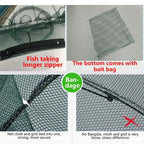 8 Holes Automatic Foldable Fishing Net Nylon Shrimp Crab Minnow Trap Fish Cast Net Fishing Tackle, 8 Holes