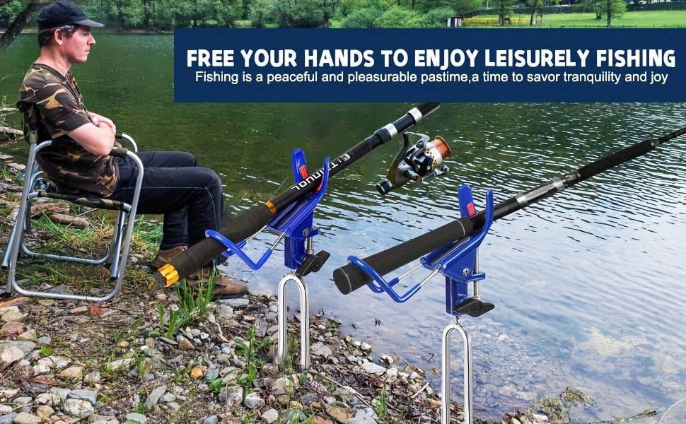Fishing Rod Holder Ground Stake 360° Adjustable 2pcs Set, Heavy Duty Shore & Beach Rod Bracket Stand for Surf Fishing, Bank Fishing & Outdoor Angling, Reinforced Pole Support Holder
