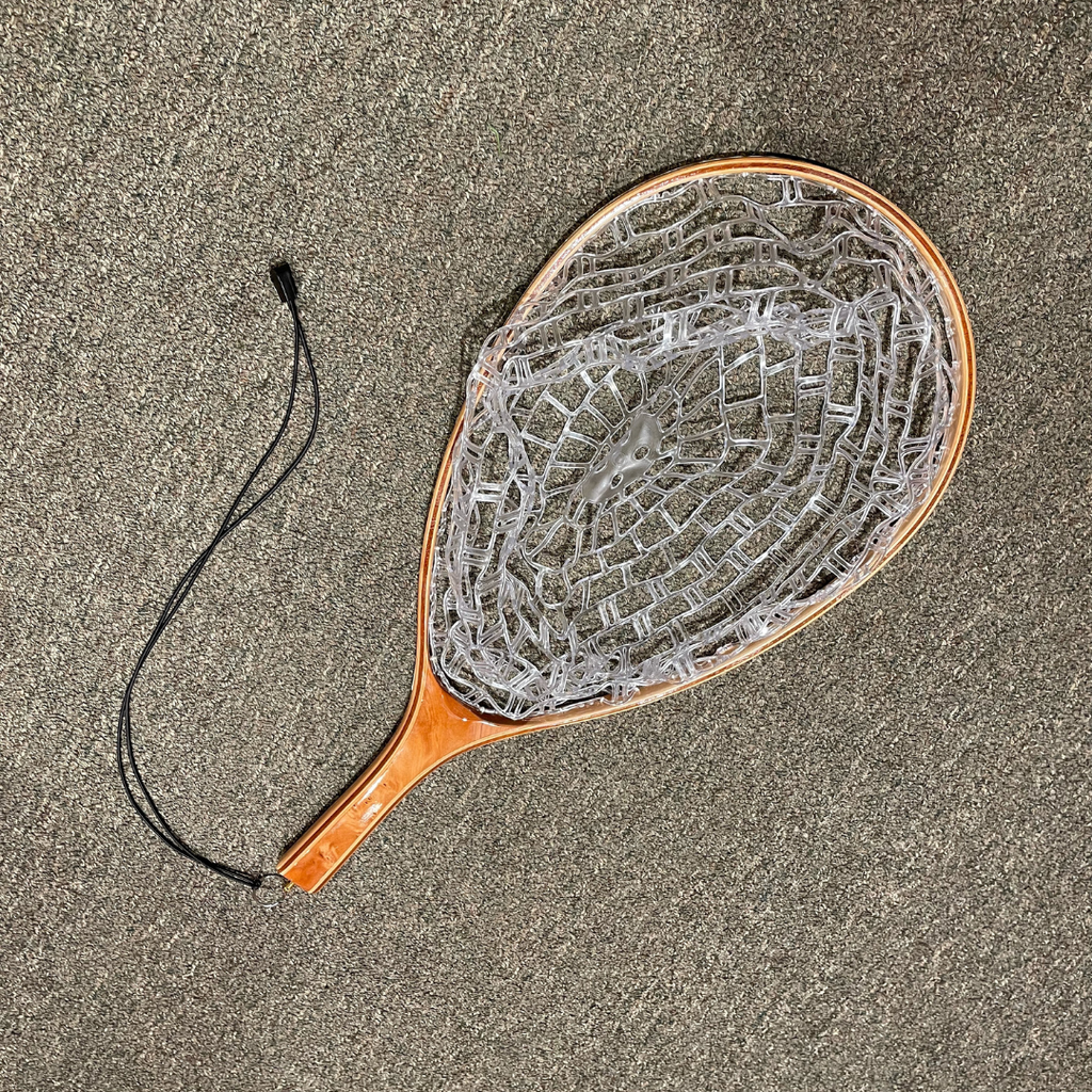 Burled Wood Rubber Bag Landing Net