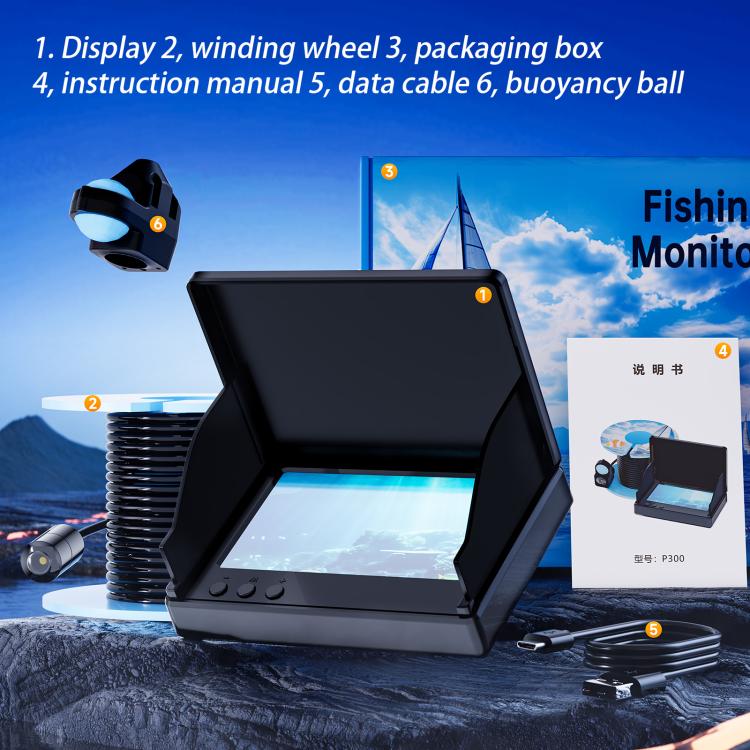 P300 4.3-inch Display 5MP HD Visual Fish Finder, 15m, 30m