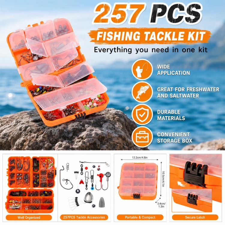 257pcs Lure Hook Accessory Set for Sea Fishing Rock Fishing