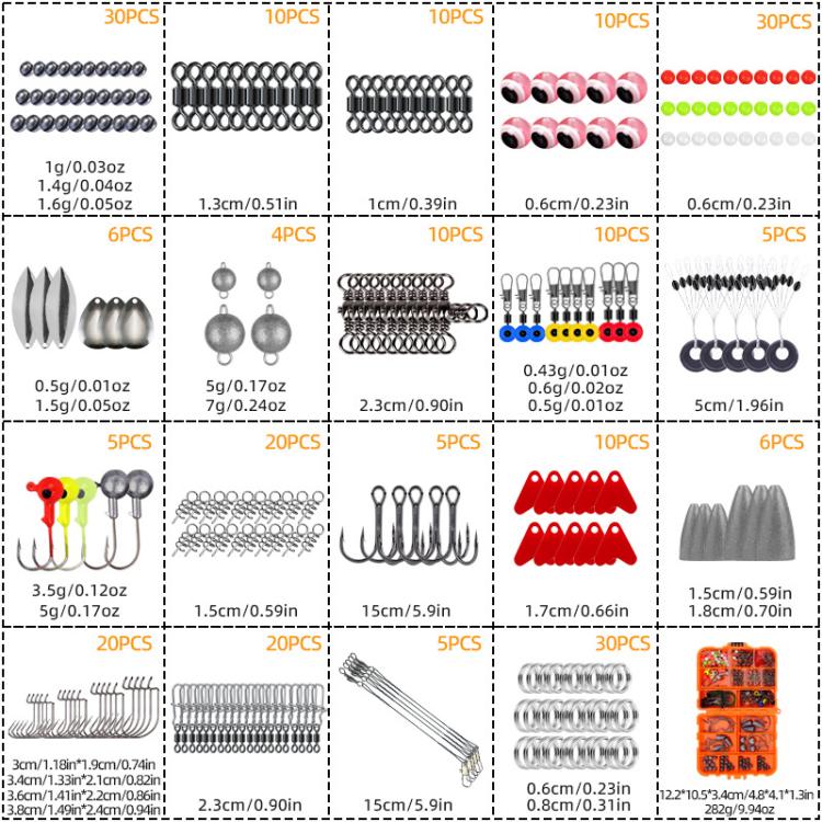 257pcs Lure Hook Accessory Set for Sea Fishing Rock Fishing