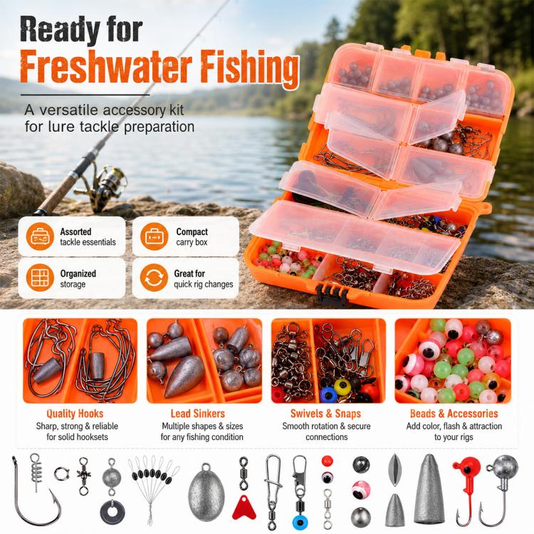 257pcs Lure Hook Accessory Set for Sea Fishing Rock Fishing