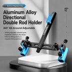 Aluminum Magnesium Alloy Dual Fishing Rod Holder 360 Adjustable Double Bracket for Fishing Box Chair