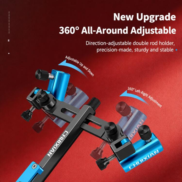 Aluminum Magnesium Alloy Dual Fishing Rod Holder 360 Adjustable Double Bracket for Fishing Box Chair