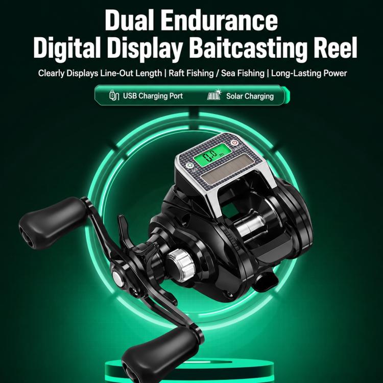 Digital Display Line Counter Baitcasting Reel Magnetic Brake Fishing Reel with Drag Click Alarm, Single-Handle Left Hand, Single-Handle Right Hand, Dual-Handle Left Hand, Dual-Handle Right Hand