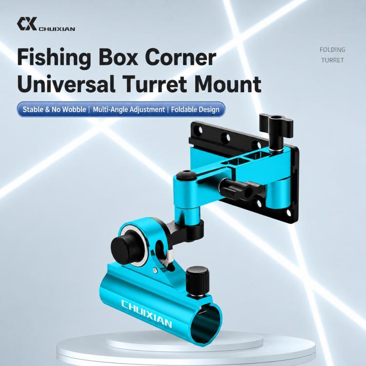 Folding Corner Fishing Box Rod Holder 360 Adjustable Aluminum Alloy Turret Bracket