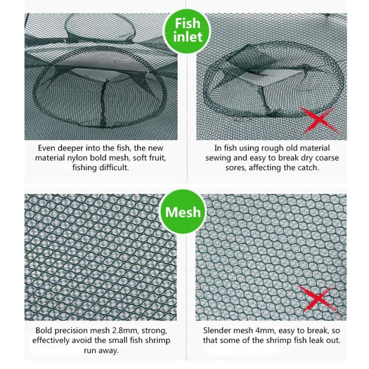 6 Holes Automatic Foldable Fishing Net Nylon Shrimp Crab Minnow Trap Fish Cast Net Fishing Tackle, 6 Holes