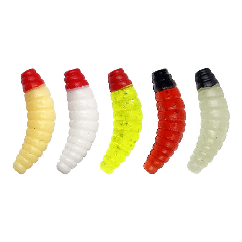 Bionic Dipped Head Mealworm Soft Lure Set, Maggot Worm Fake Baits for Freshwater Game Fish