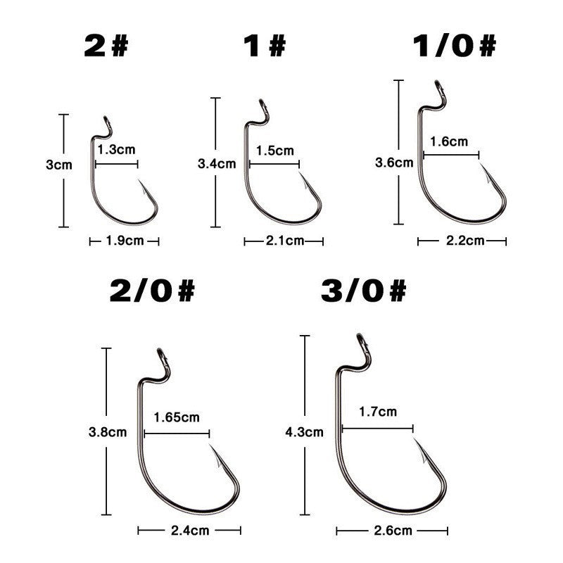 51‑Pcs Offset Worm Hooks Kit, Thin‑Wire Wide‑Gap Bass Hooks for Texas Rig Soft Plastic Worm Lures