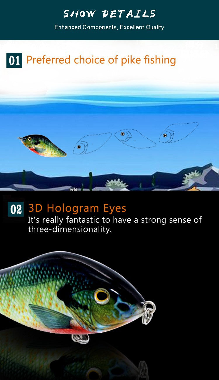 Sinking Jerkbait Lure, S‑Shaped Swimming Action Hard Bait for Big Pike & Giant Predator Fish