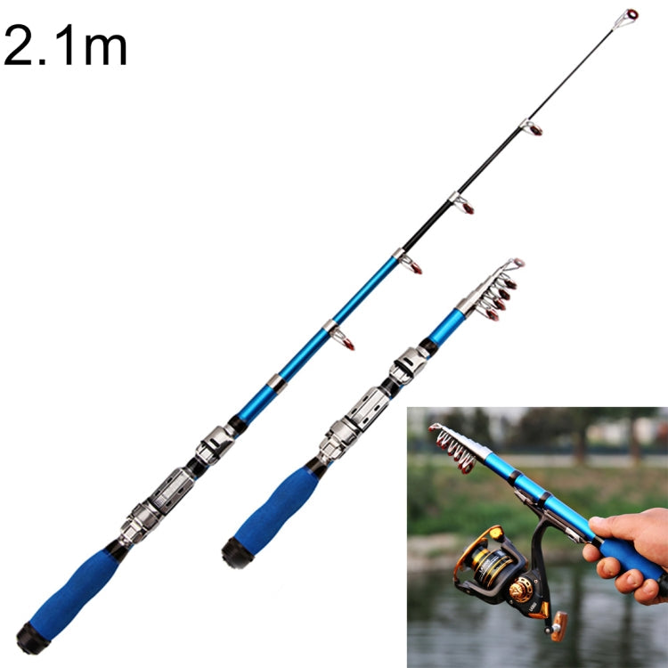36cm Portable Telescopic Sea Fishing Rod Mini Fishing Pole, Extended Length : 2.1m, 2.1m