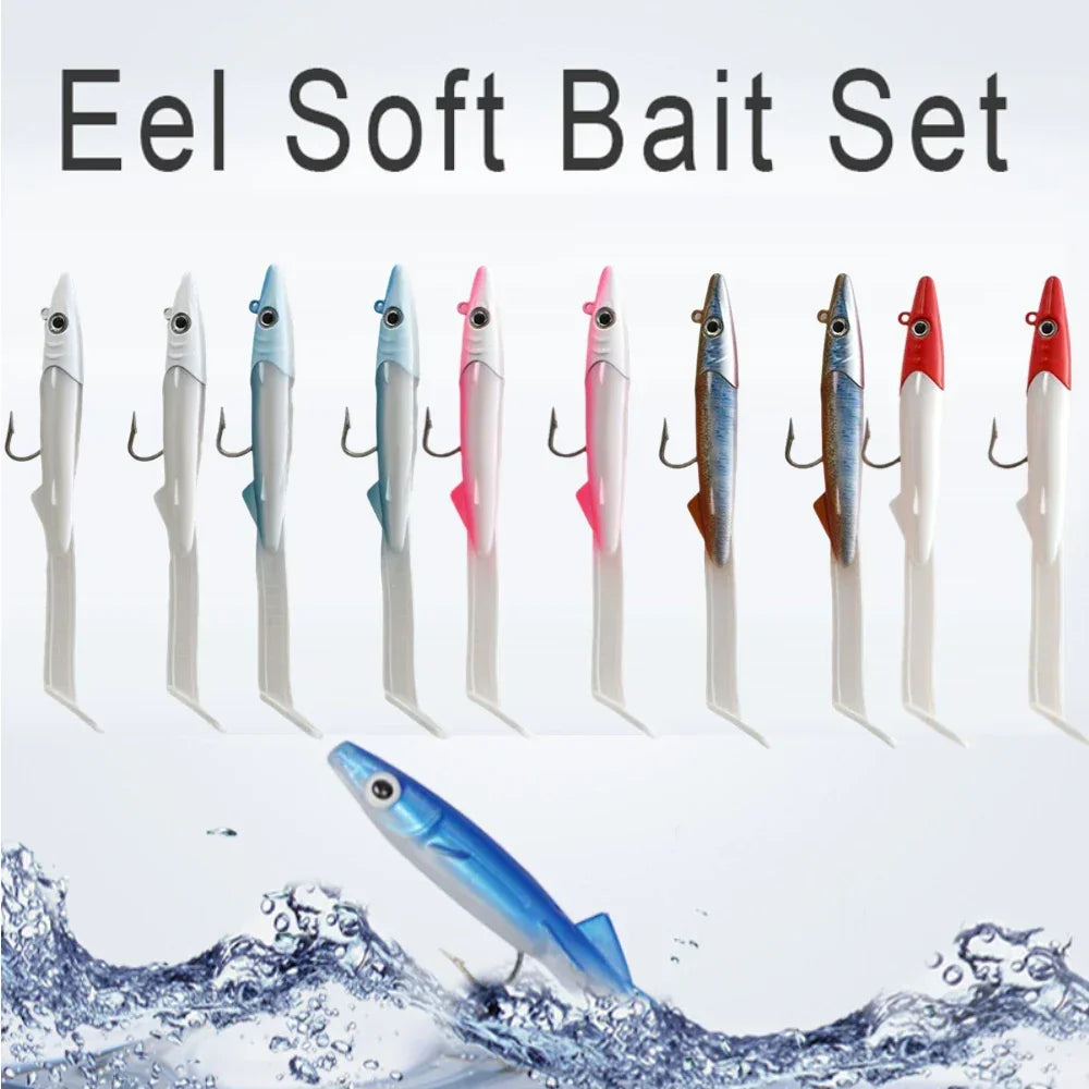 Soft Fishing Lures Kit – Eel Bait with VMC Hook, 12cm 26g (2-Pack)