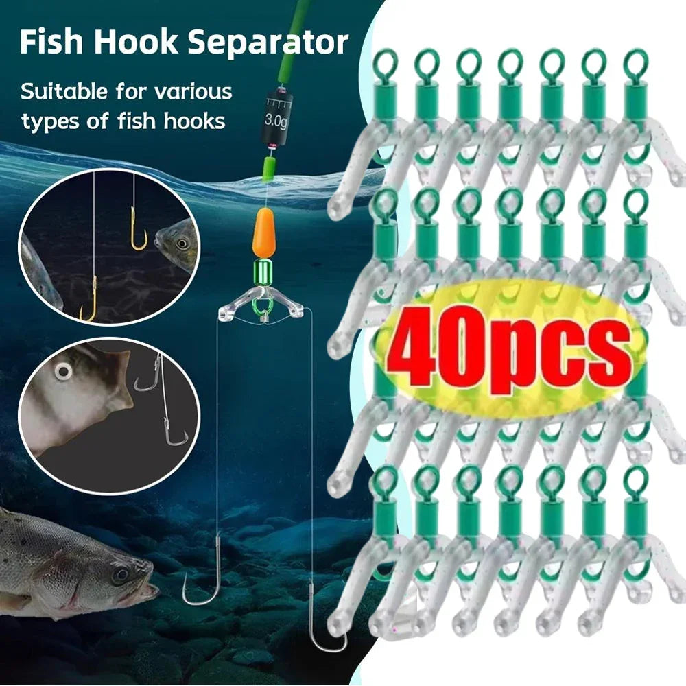 40pcs Silicone Anti-Tangle Fishing Line Splitter & Hook Separator