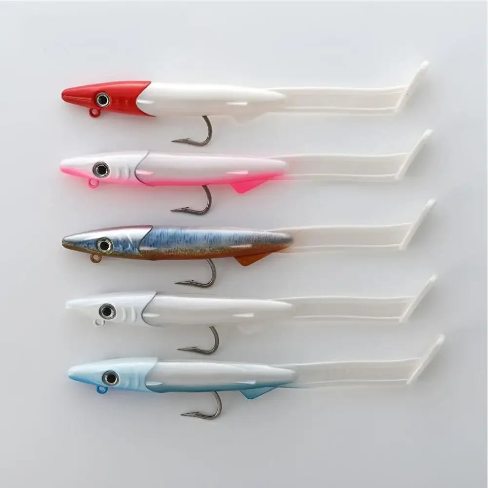 Soft Fishing Lures Kit – Eel Bait with VMC Hook, 12cm 26g (2-Pack)