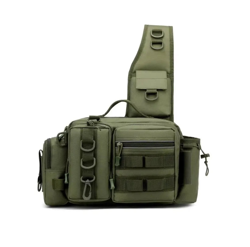 Fishing Tackle Backpack & Crossbody Bag with Rod Holder