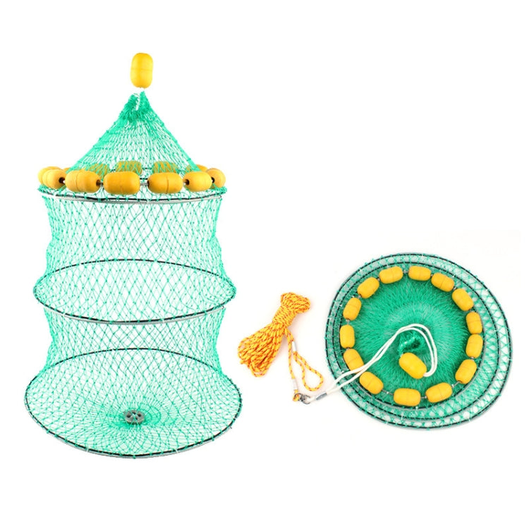 Outdoor Buoyancy Fishnet 3 Circle Fold Portable Fish Cage Multi-Float Sea Fishing Net, Buoyancy Fishnet
