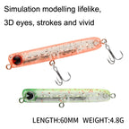 2pcs 4.8g 60mm Microbacter Pencil Top Horse Mouth Lure Bait Bionic Bait, 2pcs E, 2pcs F, 2pcs G, 2pcs H, 2pcs I, 2pcs A, 2pcs B, 2pcs C, 2pcs D