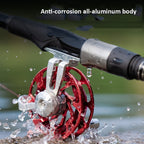 Ice Fishing Raft Reel Fly Reel With Base All Metal Hollow Fishing Tackle, 50mm Red, 50mm Gold, 65mm Red, 65mm Purple, 65mm Gold