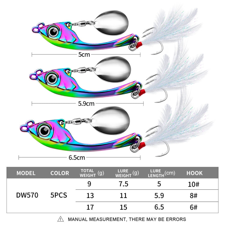 PROBEROS DW570 Fishing Lures Spinning Sequins Long Casting Tremor Swimming VIB Micro Tremor Zinc Alloy Bait, 9g, 13g, 17g