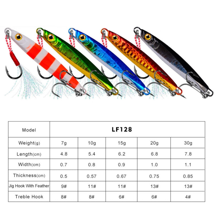 PROBEROS LF128 Long Casting Lure Iron Plate Lead Fish Freshwater Sea Fishing Warp Bass Metal Sequins Baits, 7g, 10g, 15g, 20g, 30g
