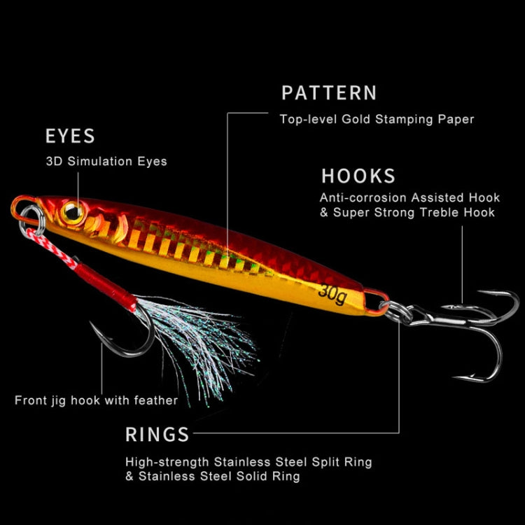 PROBEROS LF128 Long Casting Lure Iron Plate Lead Fish Freshwater Sea Fishing Warp Bass Metal Sequins Baits, 7g, 10g, 15g, 20g, 30g