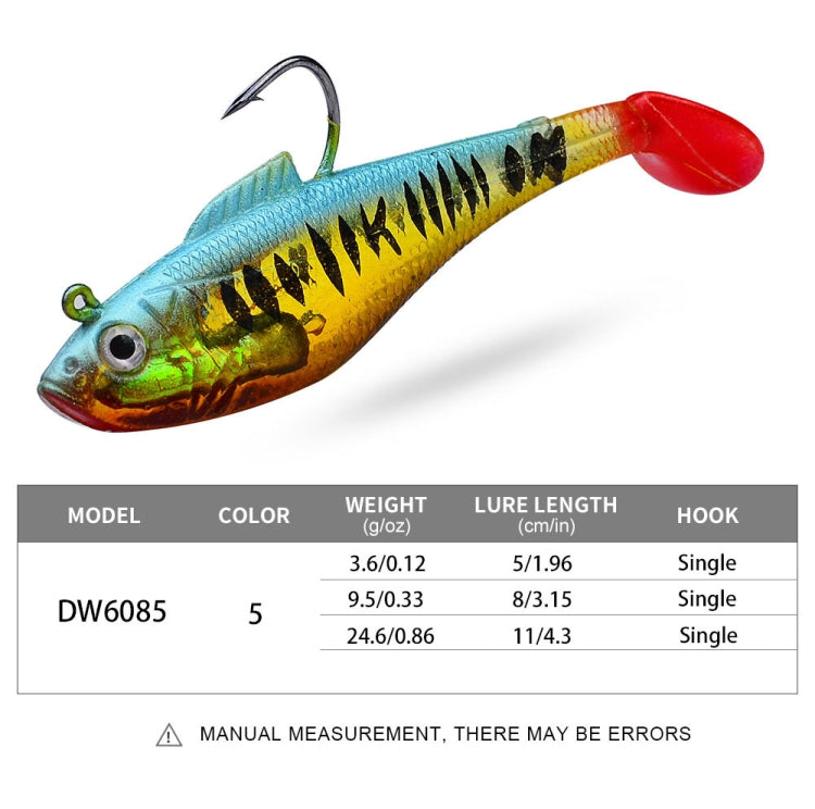 PROBEROS DW6085 Sea Bass Leadfish Soft Lure T-Tail Software Baits Sea Fishing Boat Fishing Bionic Lures, 5cm/3.6g, 8cm/9.5g, 11cm/24.6g